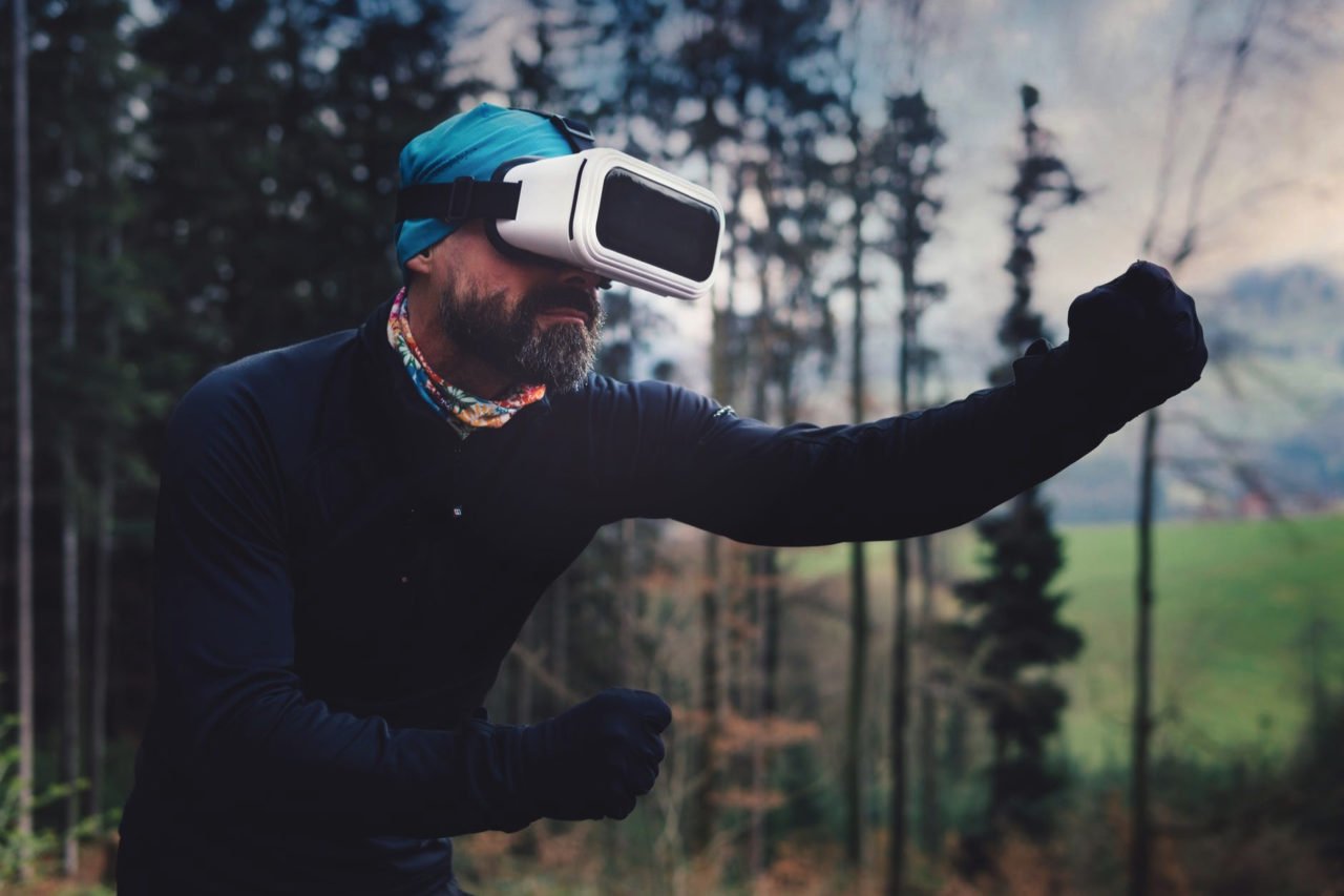 man wearing vr goggles